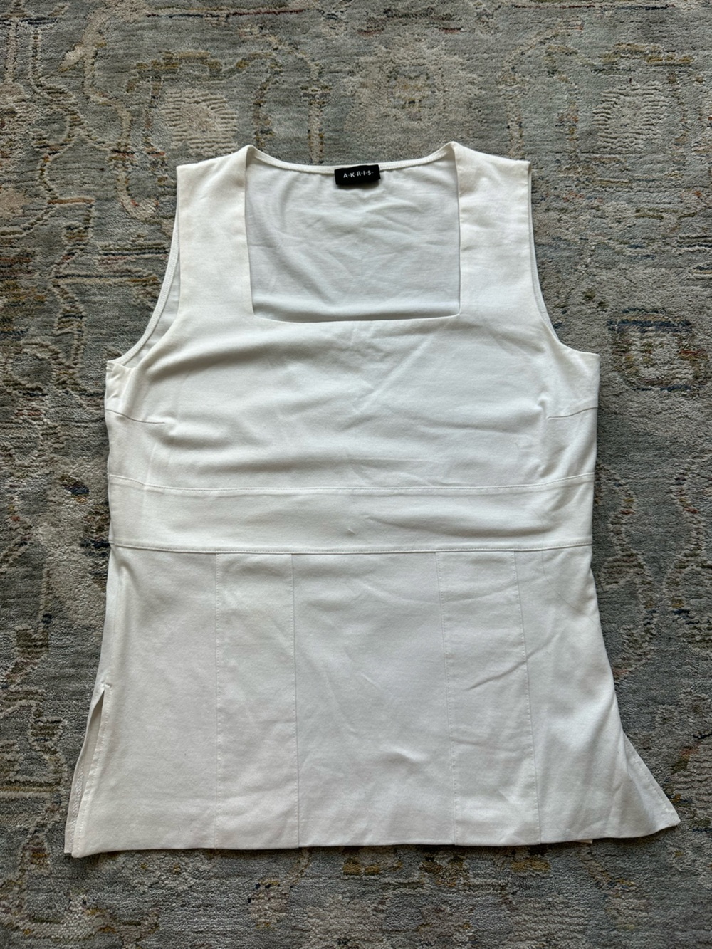 Akris White Square-Neck Sleeveless Top